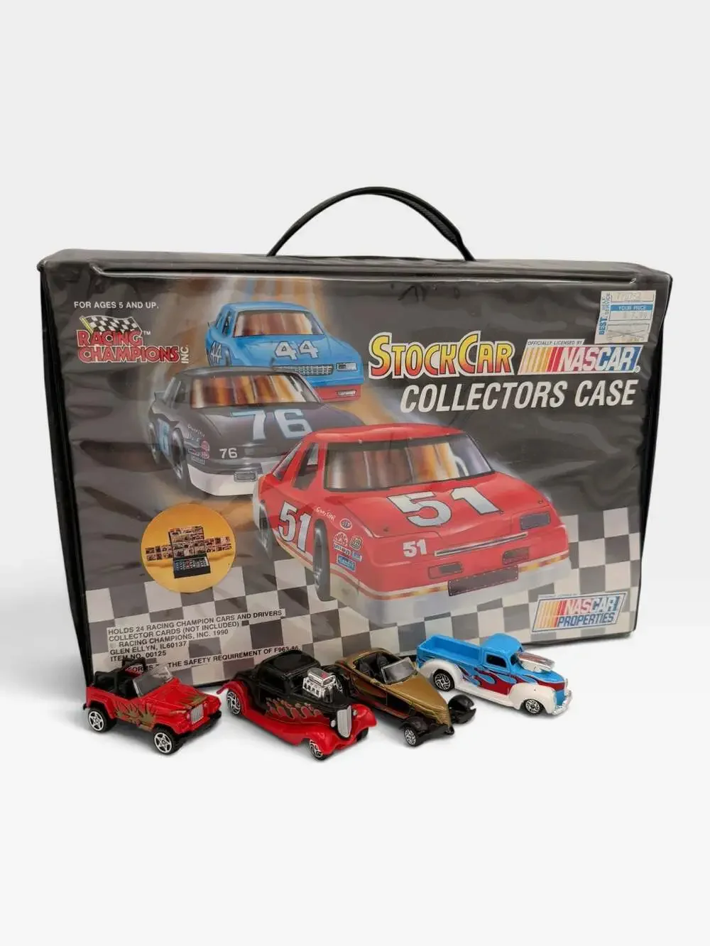 1990 Racing Champions Stock Car NASCAR Collector's Case with 4 Diecast Cars
